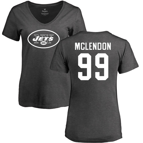 New York Jets Ash Women Steve McLendon One Color NFL Football #99 T Shirt->women nfl jersey->Women Jersey